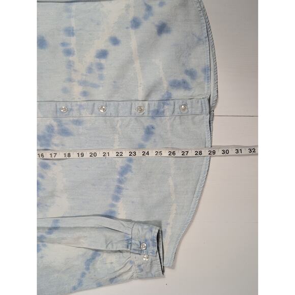 Volcom Men’s M/L Blue White Tie Dye Denim Long Sleeve Button Down Casual Shirt - Picture 11 of 14